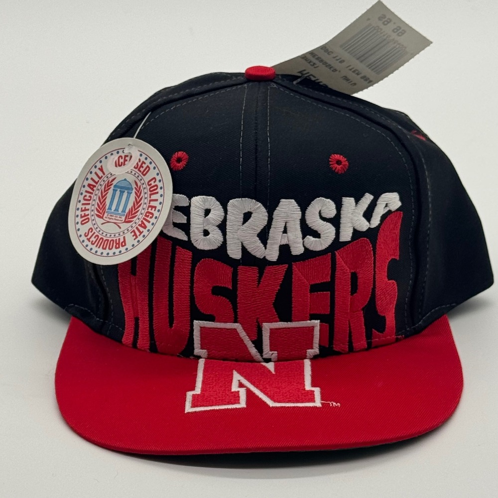 Vintage Nebraska Huskers Hat Competitor Snapback Black Red Embroidered NWT